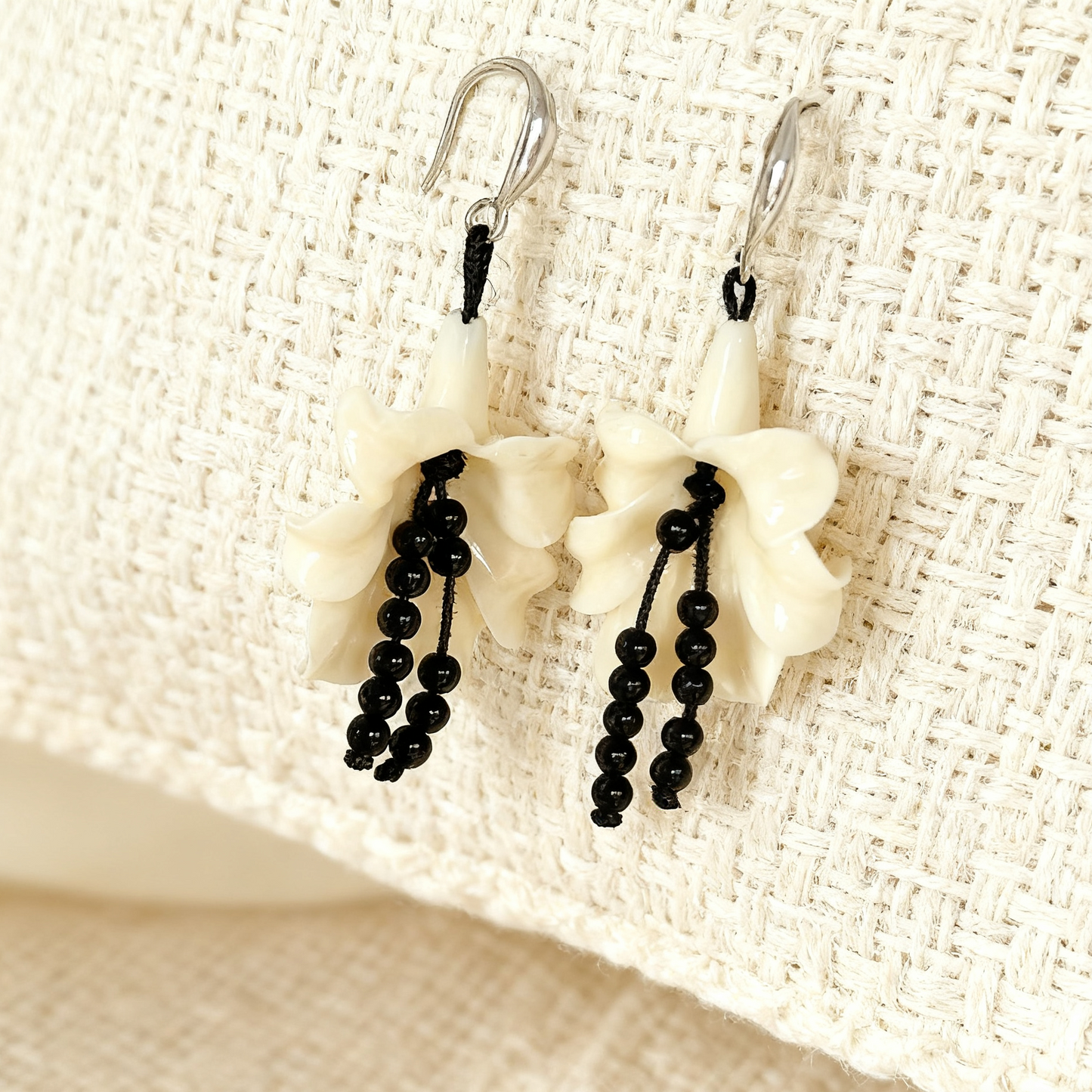 Handmade Mother of Pearl Flower Drop Earrings