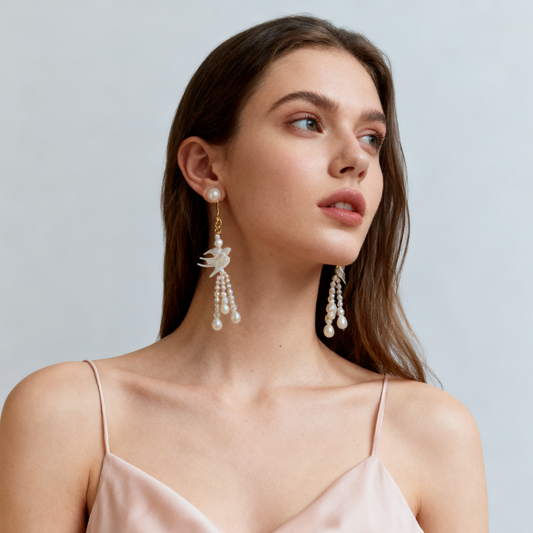 Lightweight pearl and shell earrings designed for everyday wear