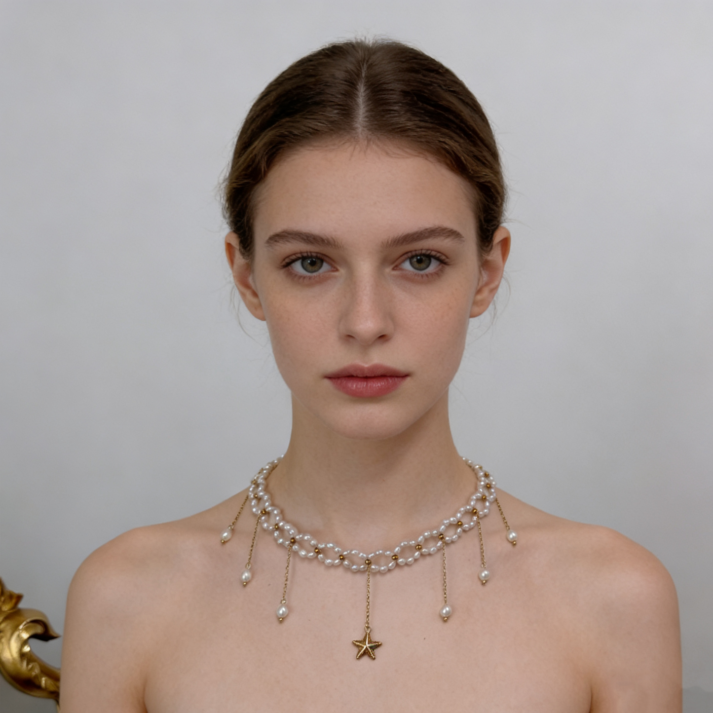 Star Drop Pearl Choker Necklace
