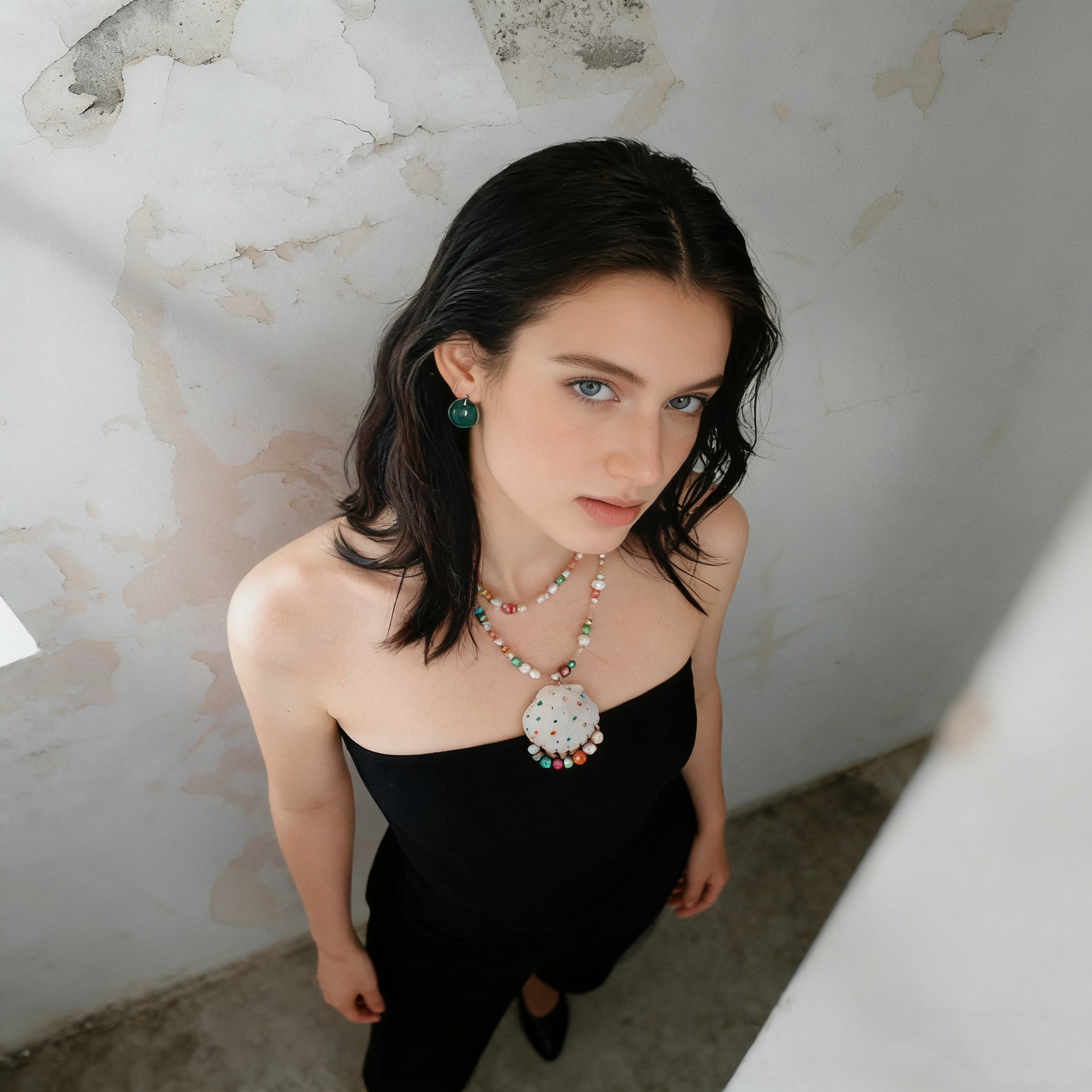 Artisan shell necklace with multicolor beads styled for everyday wear