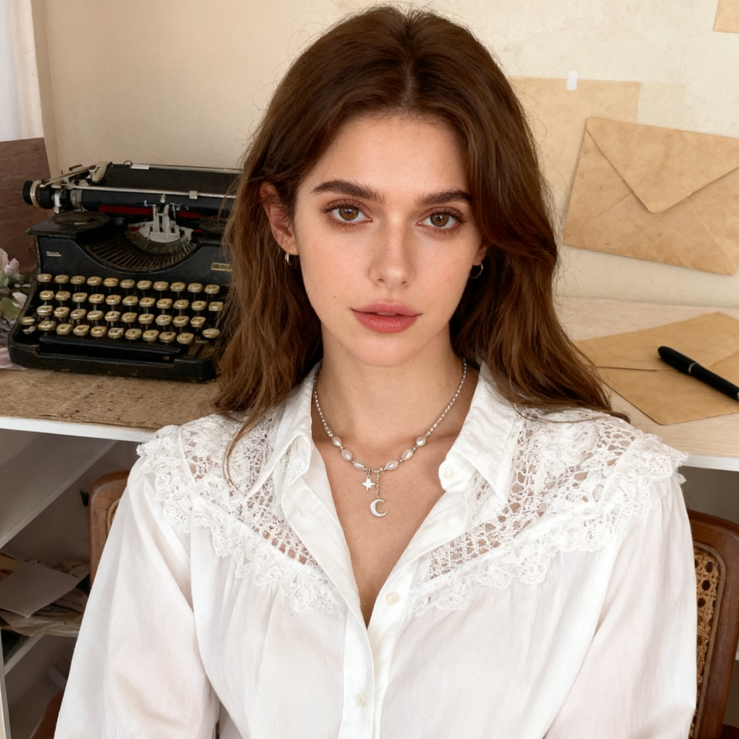 Natural Pearl Moon Necklace with Mother of Pearl Pendant