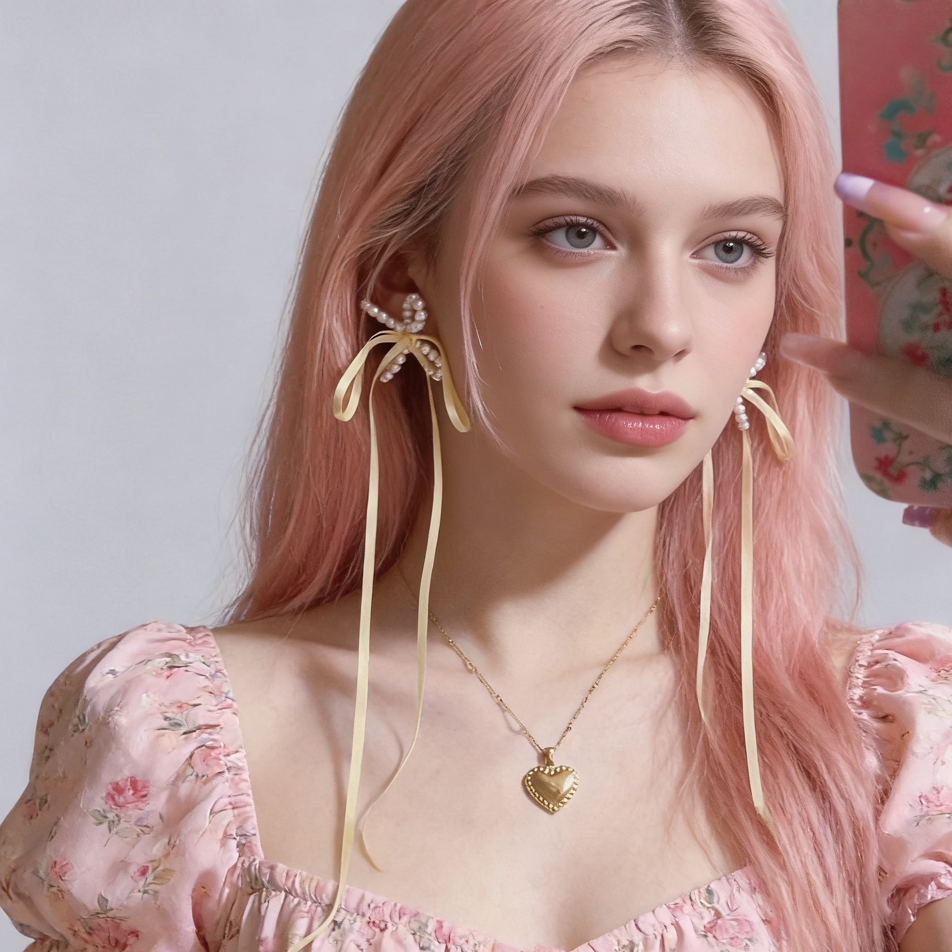 Pearl bow stud earrings with soft ribbon ties