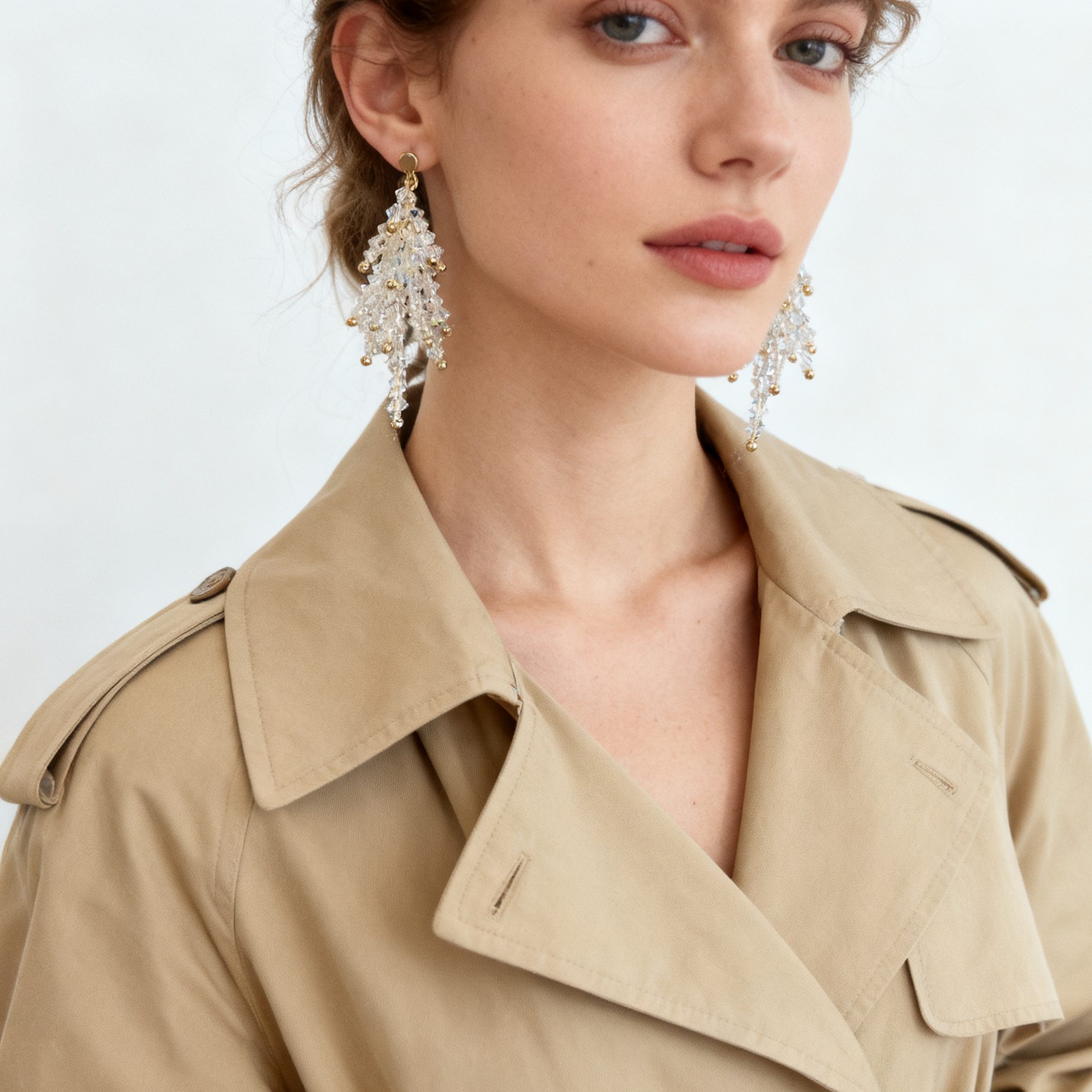 Elegant fringe earrings made with faceted clear crystals