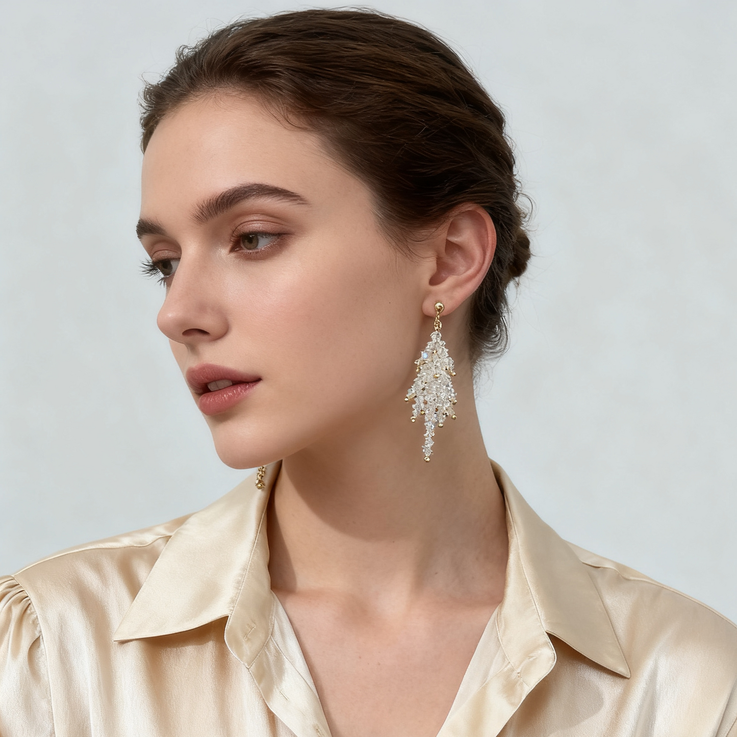 Handmade Crystal Fringe Drop Earrings