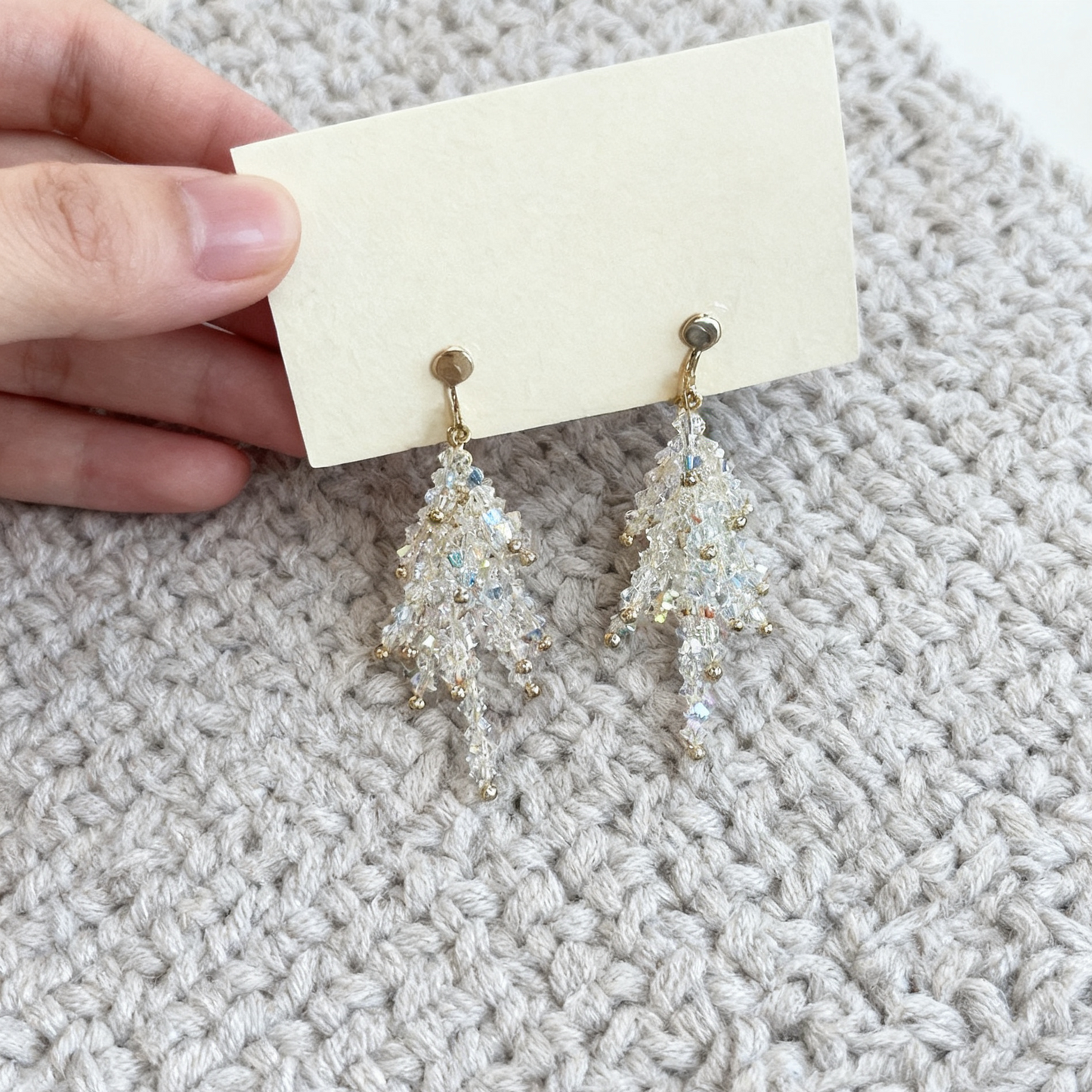 Handmade Crystal Fringe Drop Earrings