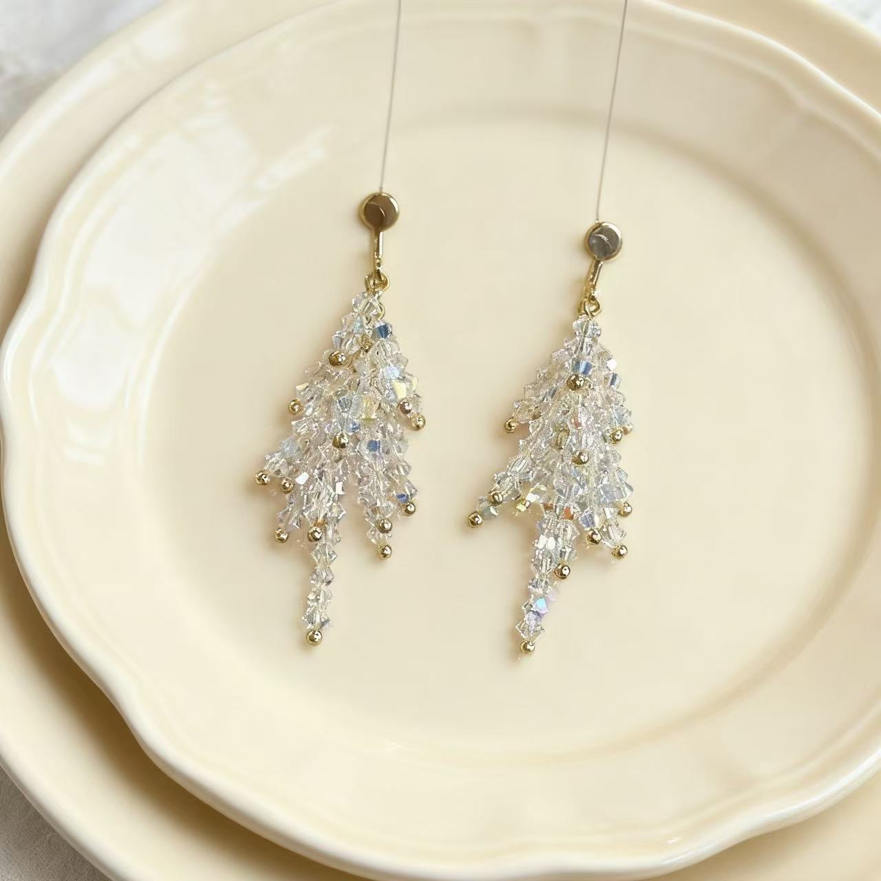 Handmade Crystal Fringe Drop Earrings