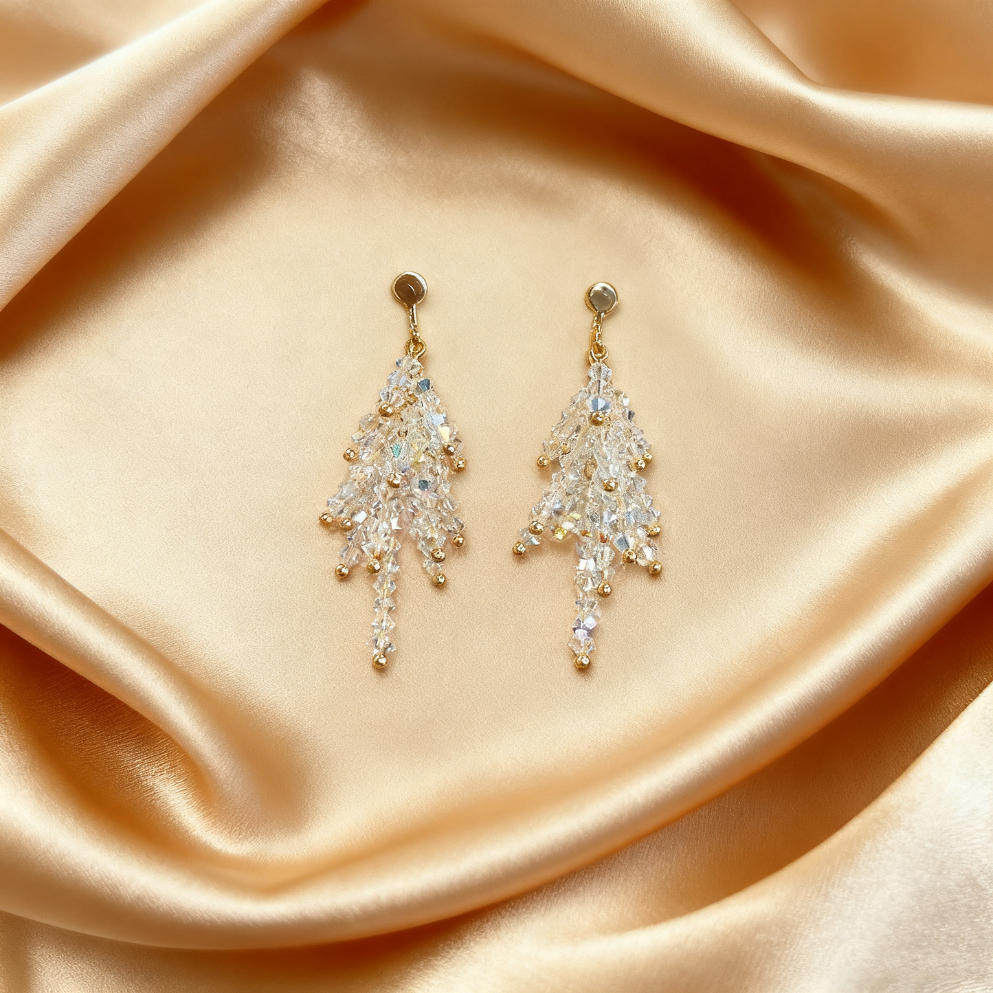 Lightweight handmade crystal drop earrings with movement