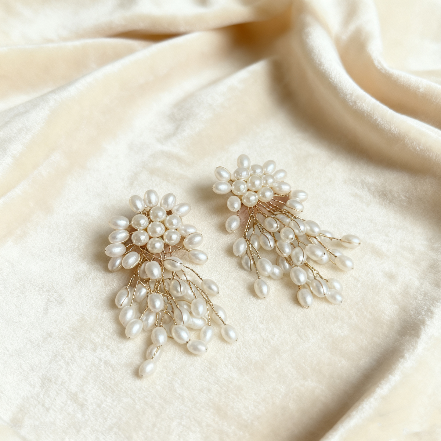 Handmade Natural Pearl Cascade Drop Earrings