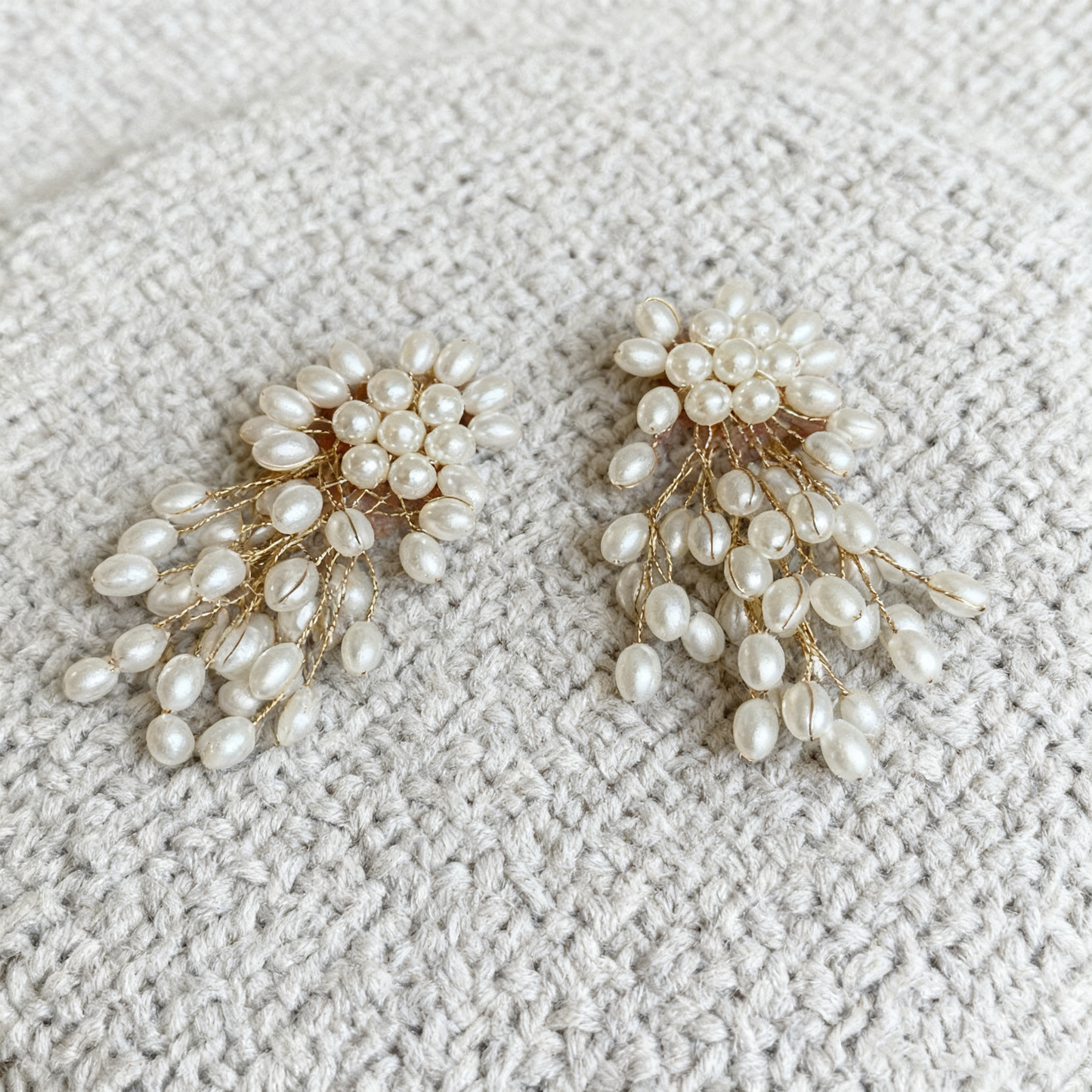 Handmade Natural Pearl Cascade Drop Earrings