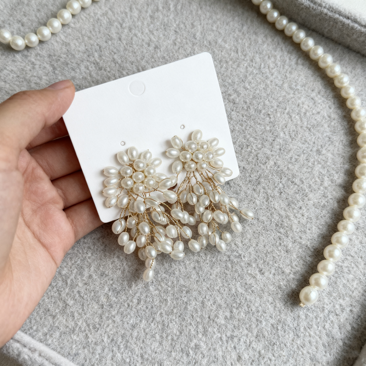 Handmade Natural Pearl Cascade Drop Earrings