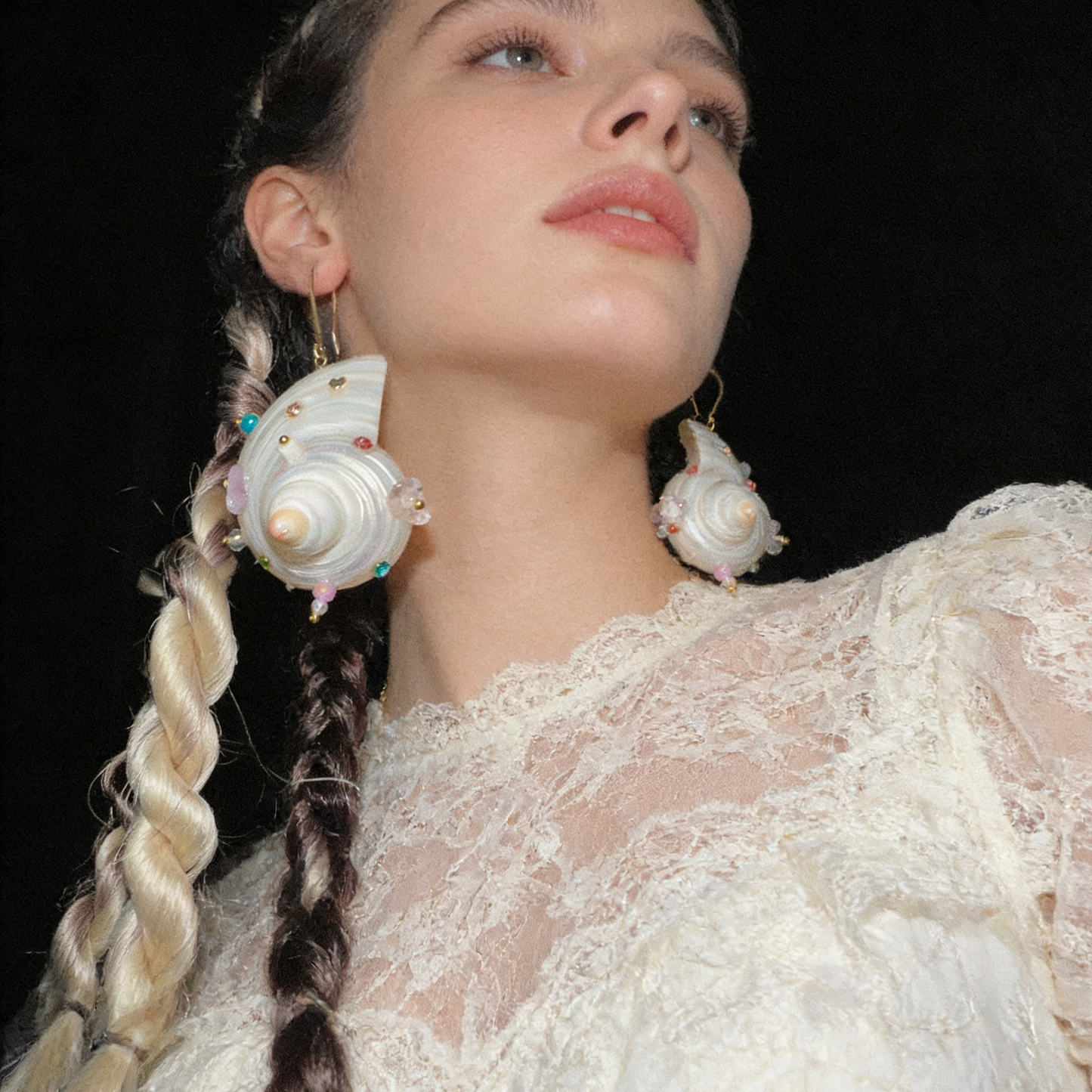 Handmade Shell Pearl Earrings with Swarovski Crystals