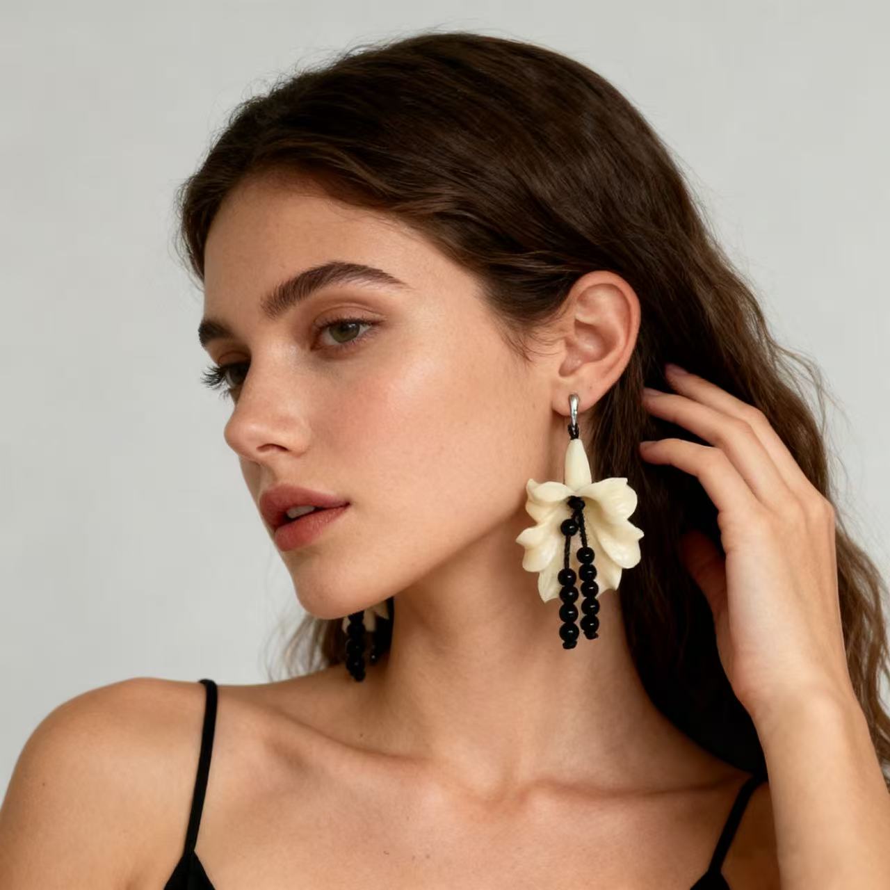 Lightweight statement earrings made with mother of pearl