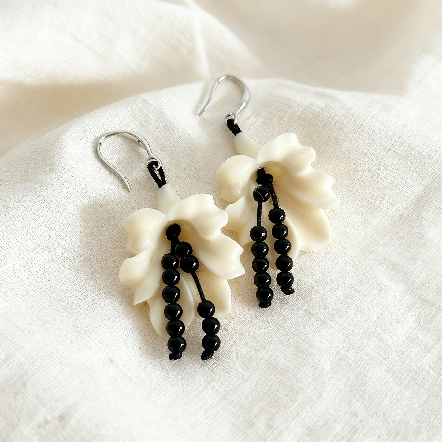 Handmade Mother of Pearl Flower Drop Earrings