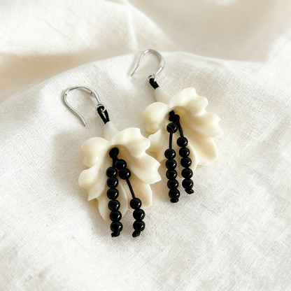 Handmade Mother of Pearl Flower Drop Earrings