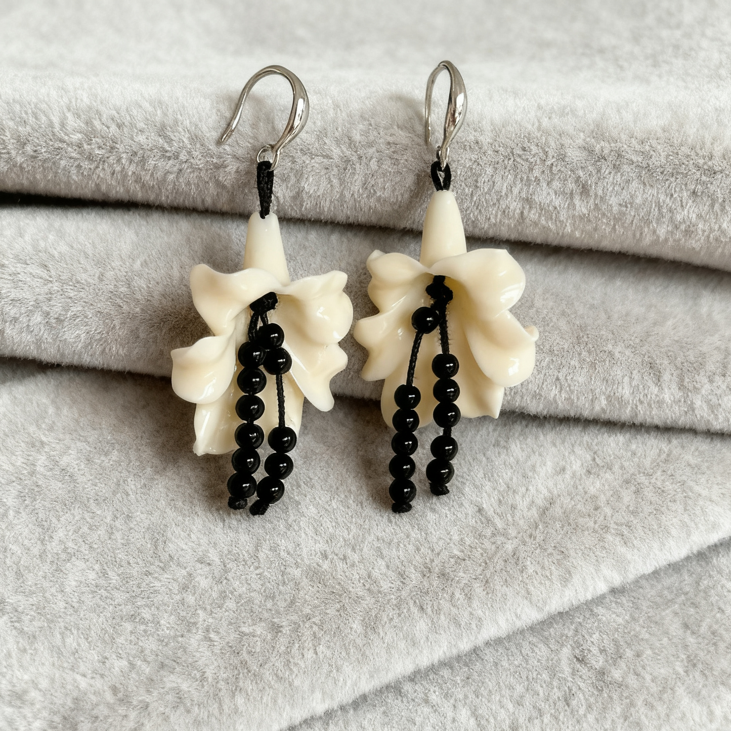 Handmade Mother of Pearl Flower Drop Earrings