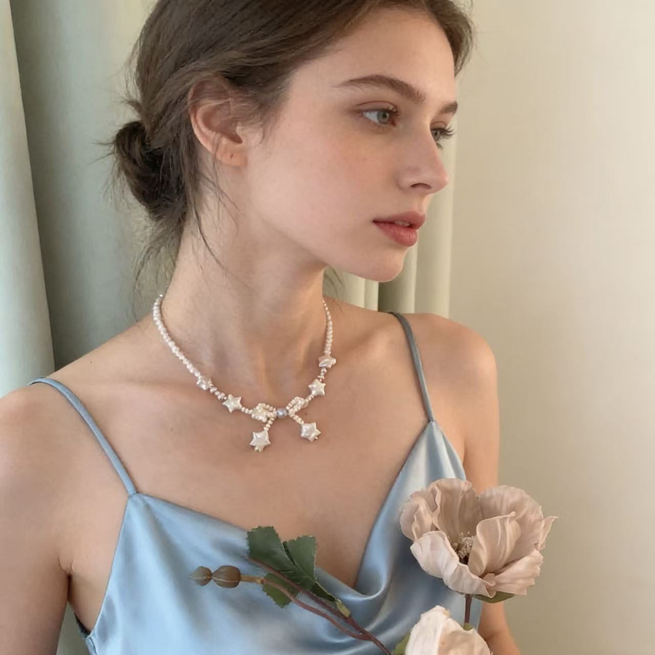 Handmade Baroque Pearl Star Necklace