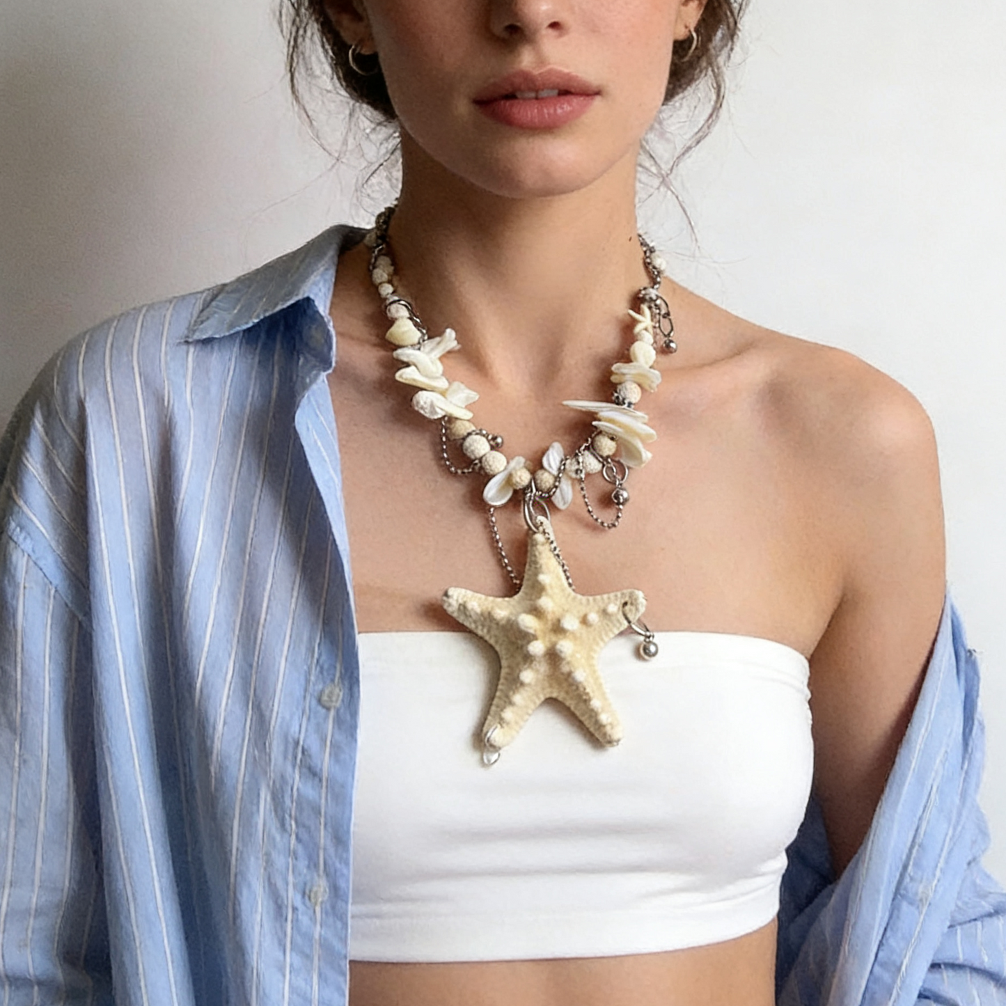 Handmade Natural Starfish Shell Necklace