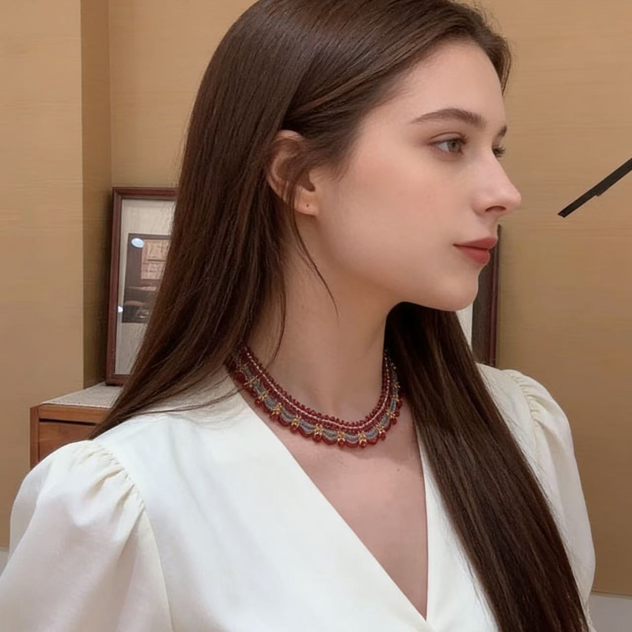 Layered Beaded Choker Necklace