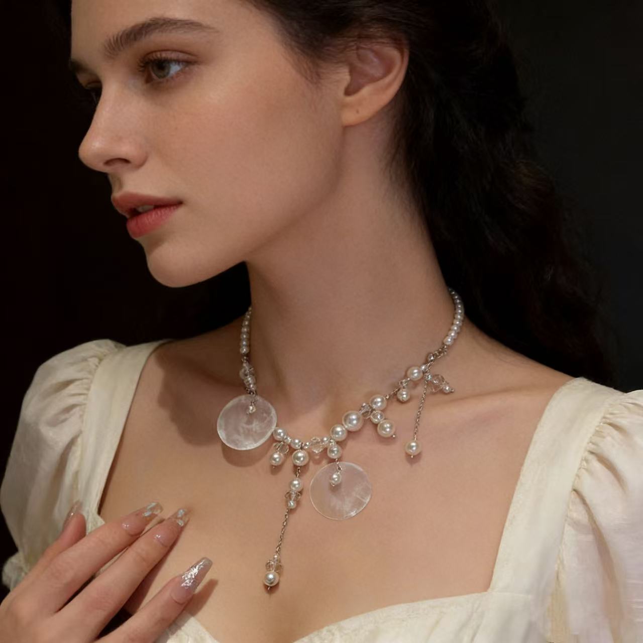 Mabe Pearl & Mother of Pearl Drop Necklace