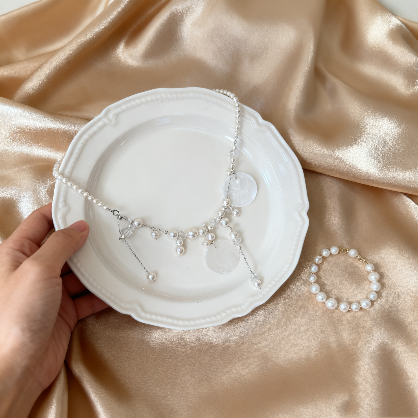 Mabe Pearl & Mother of Pearl Drop Necklace