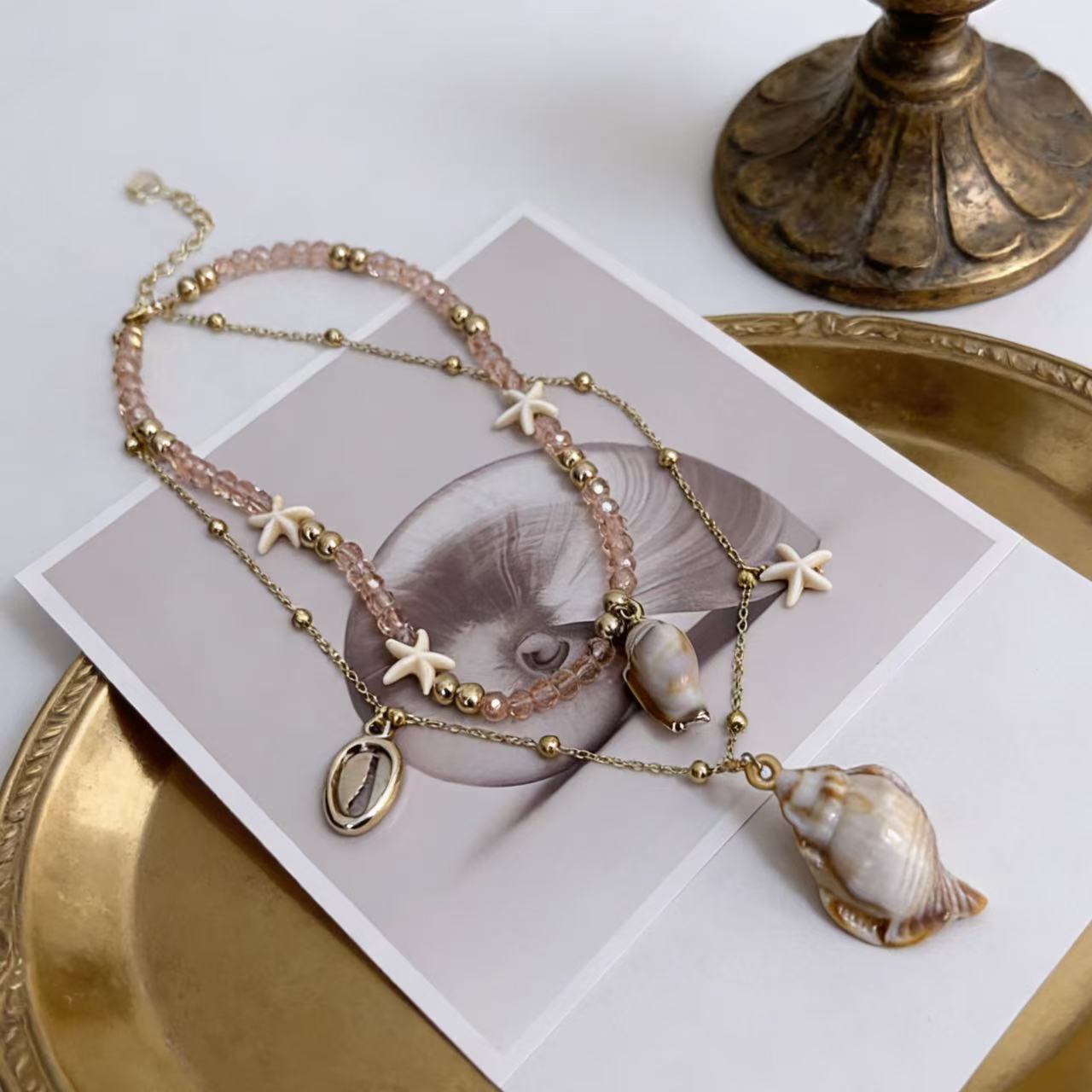 Ocean inspired layered necklace designed for everyday wear