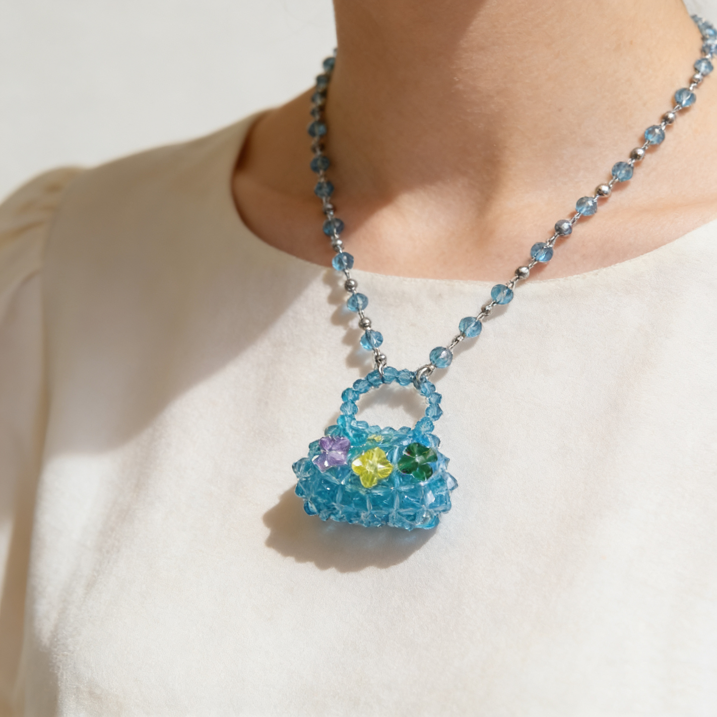 Beaded Mini Bag Pendant Necklace