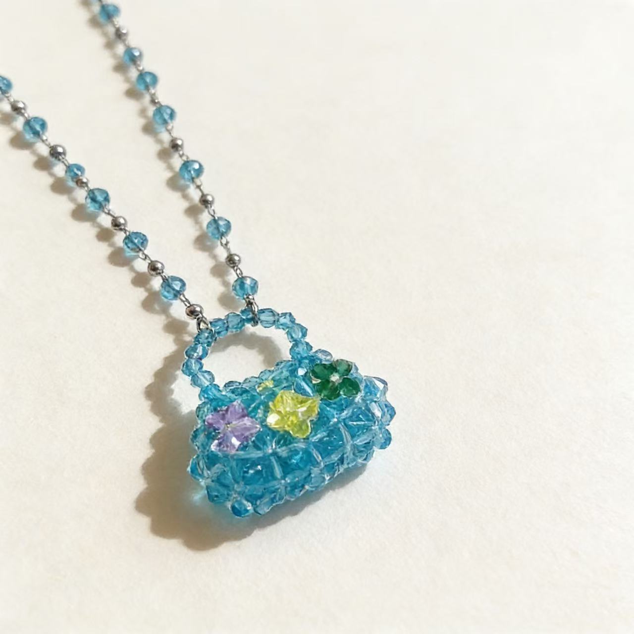 Beaded Mini Bag Pendant Necklace