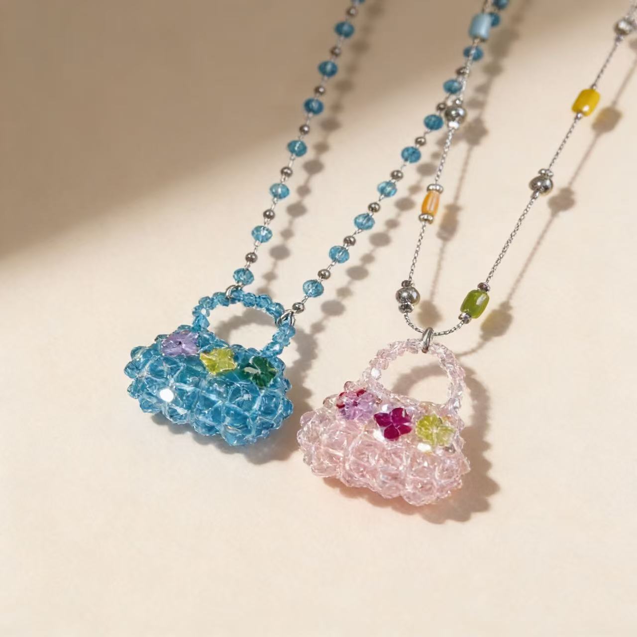 Beaded Mini Bag Pendant Necklace