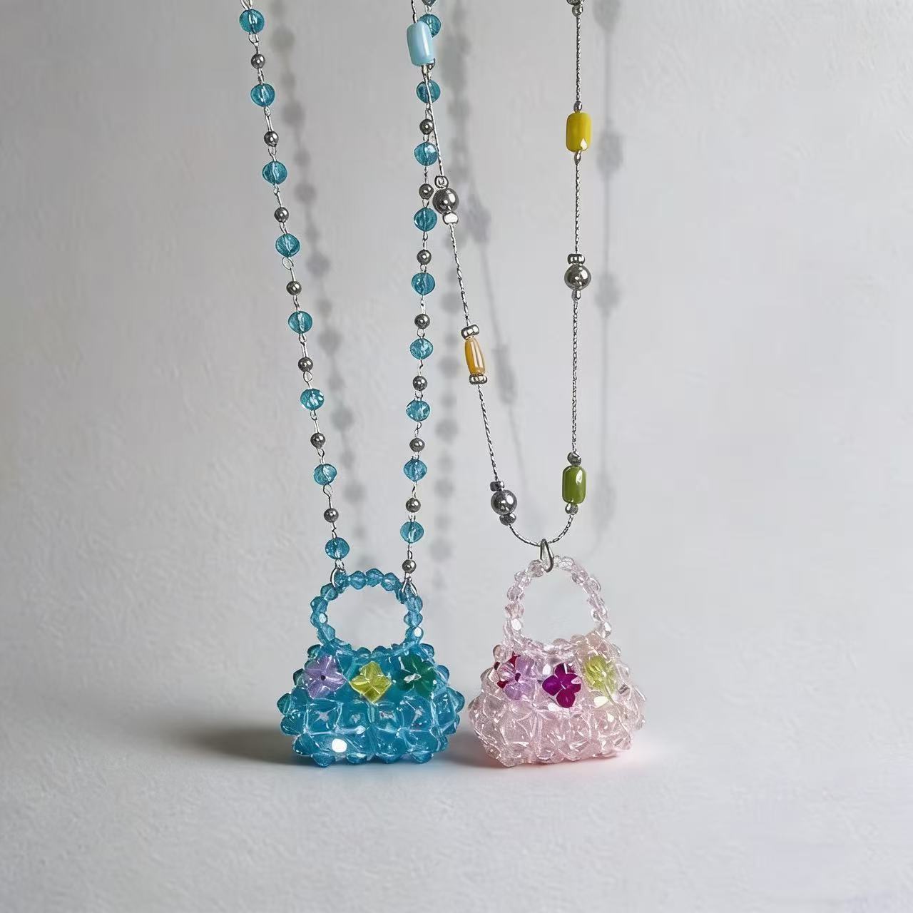 Beaded Mini Bag Pendant Necklace