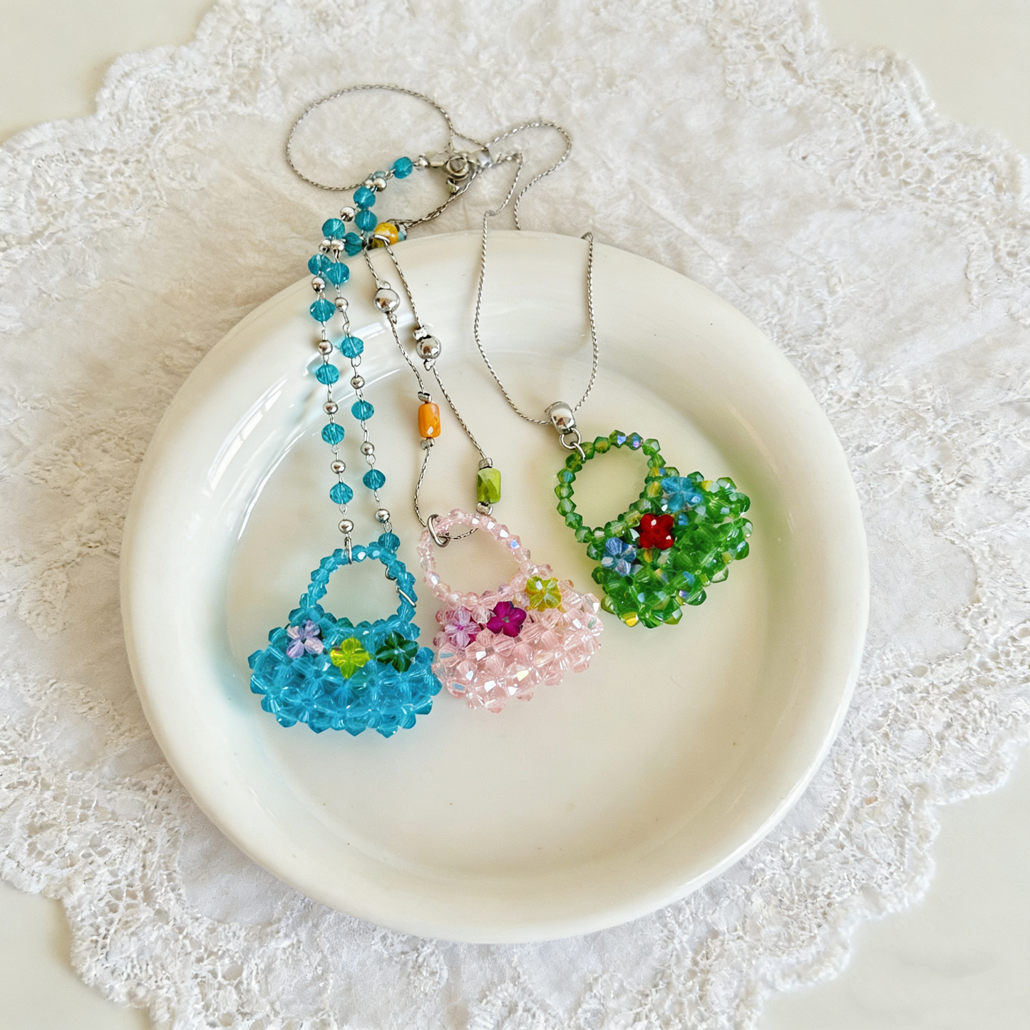 Beaded Mini Bag Pendant Necklace