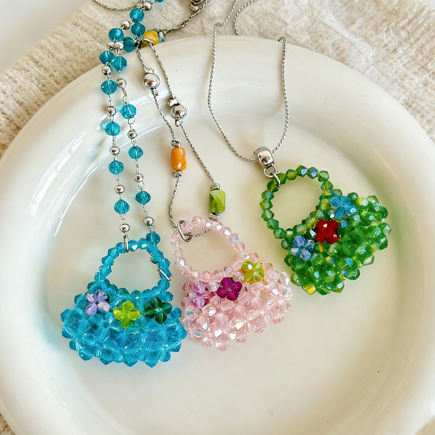 Beaded Mini Bag Pendant Necklace