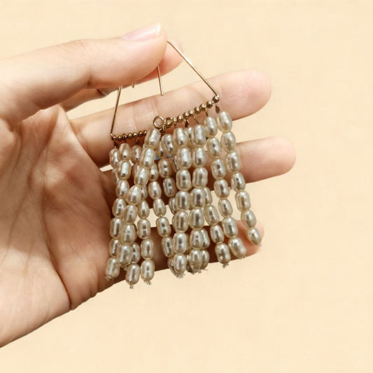 Multi Strand Pearl Fringe Drop Earrings
