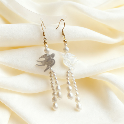 Swallow Shell Carved Pearl Drop Earrings