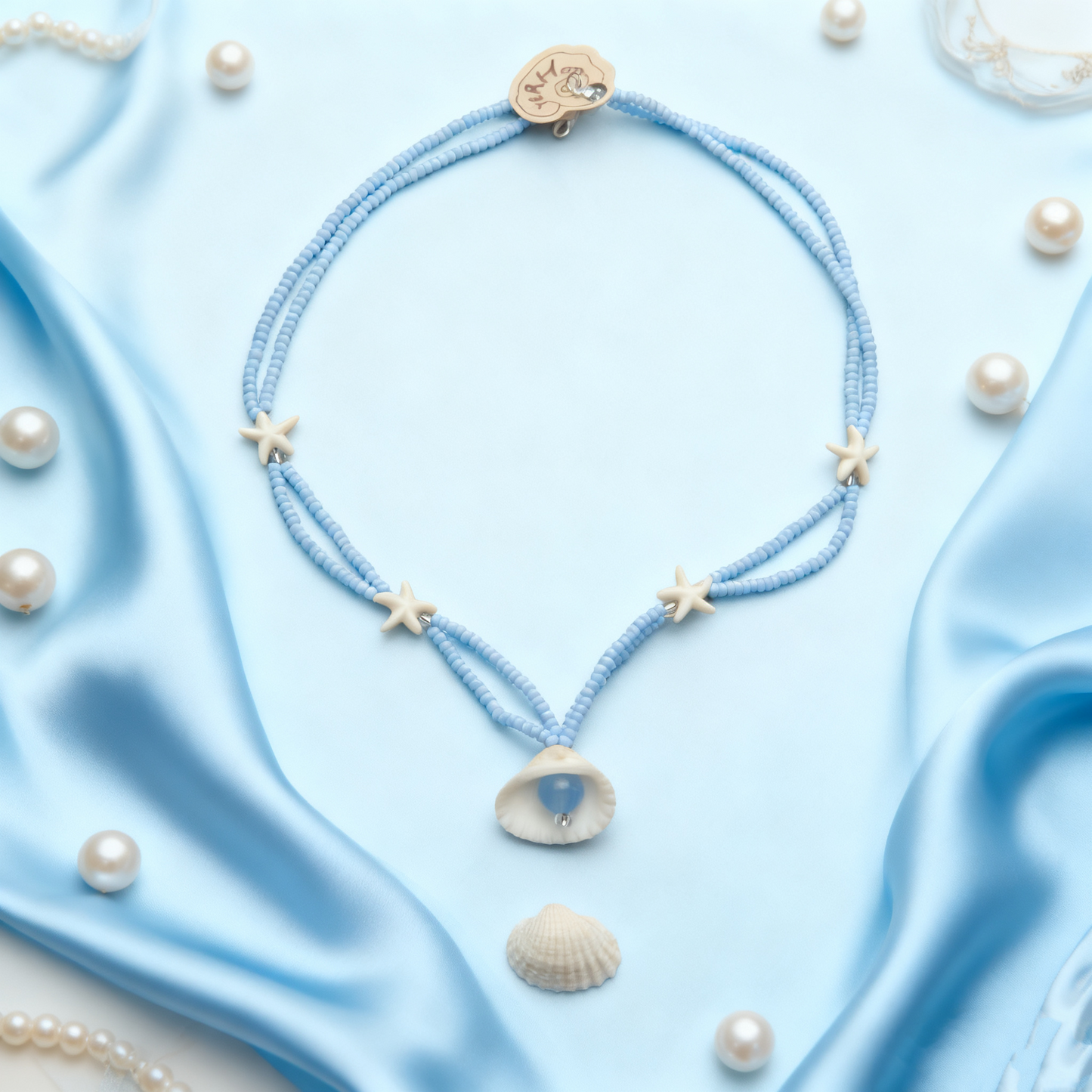 Minimal coastal style starfish shell necklace