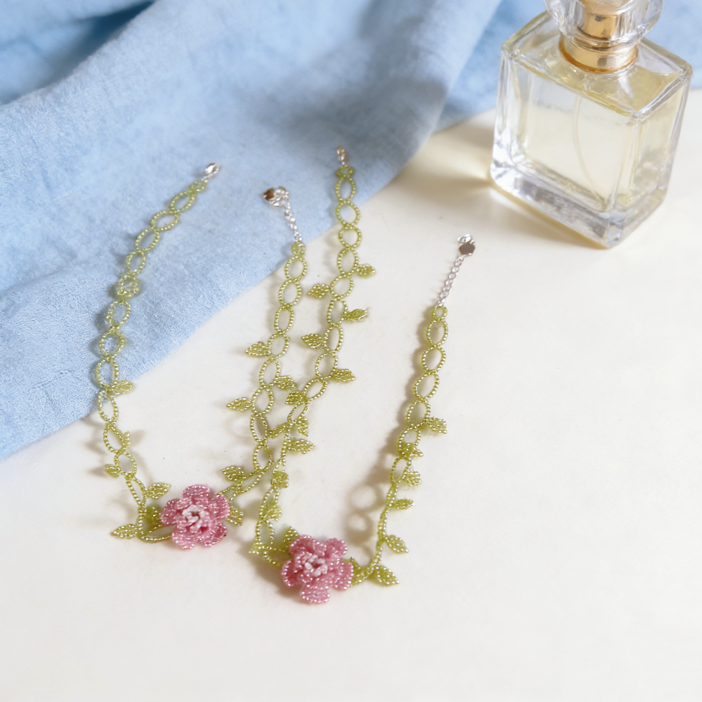 Hand Beaded Floral Vine Necklace