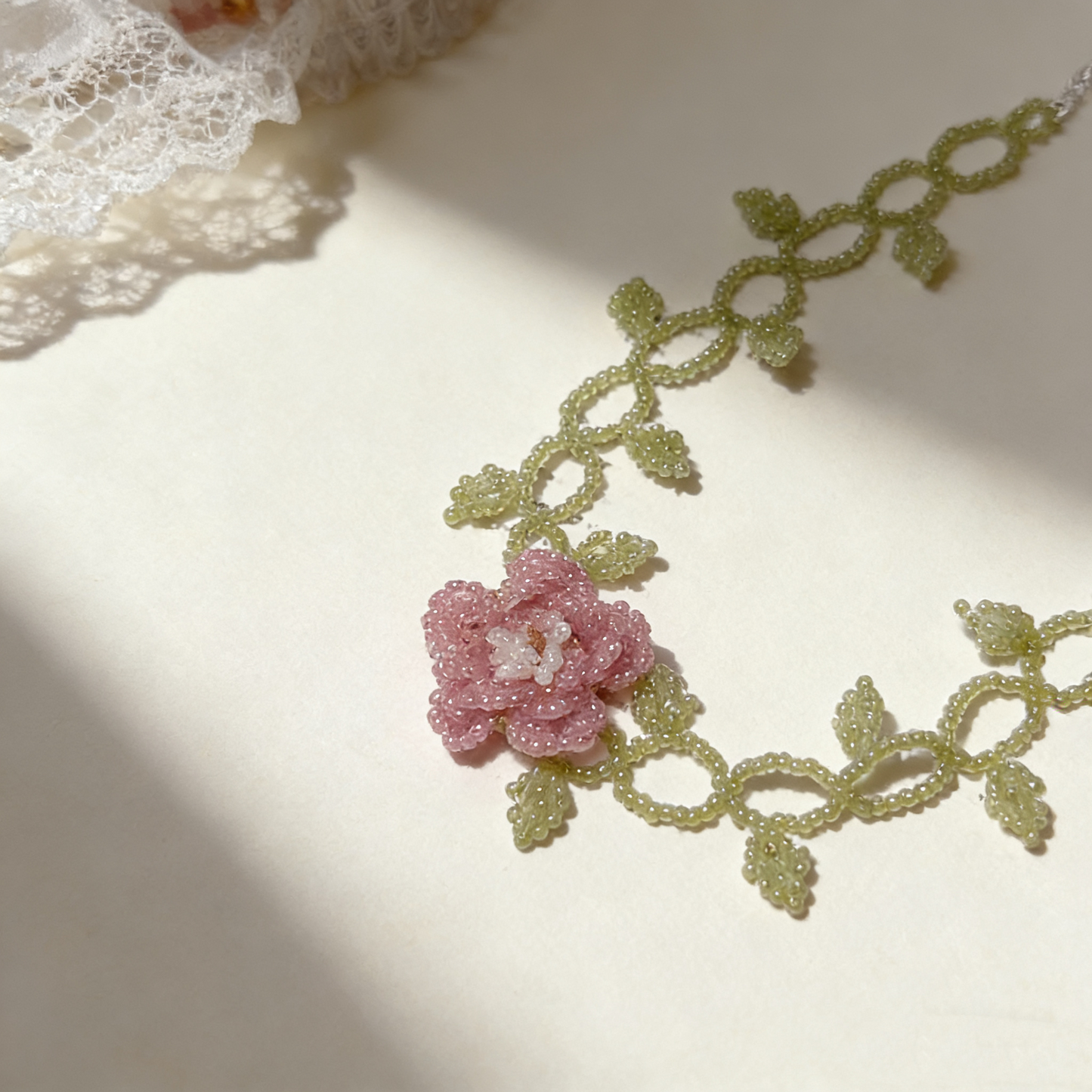 Hand Beaded Floral Vine Necklace