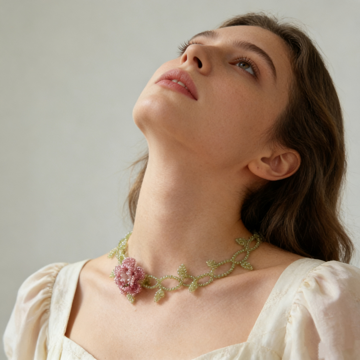 Hand Beaded Floral Vine Necklace