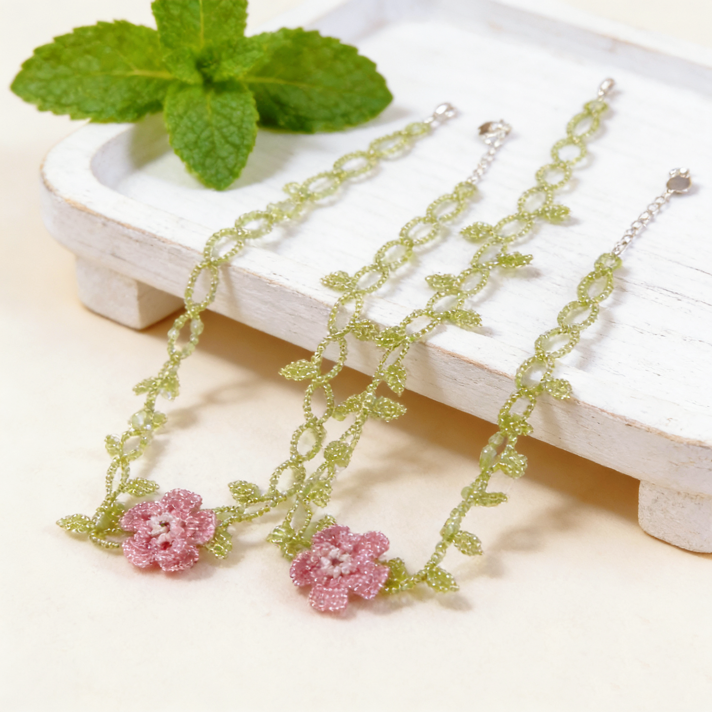 Hand Beaded Floral Vine Necklace