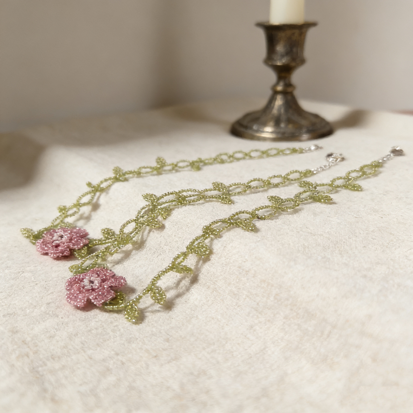 Hand Beaded Floral Vine Necklace