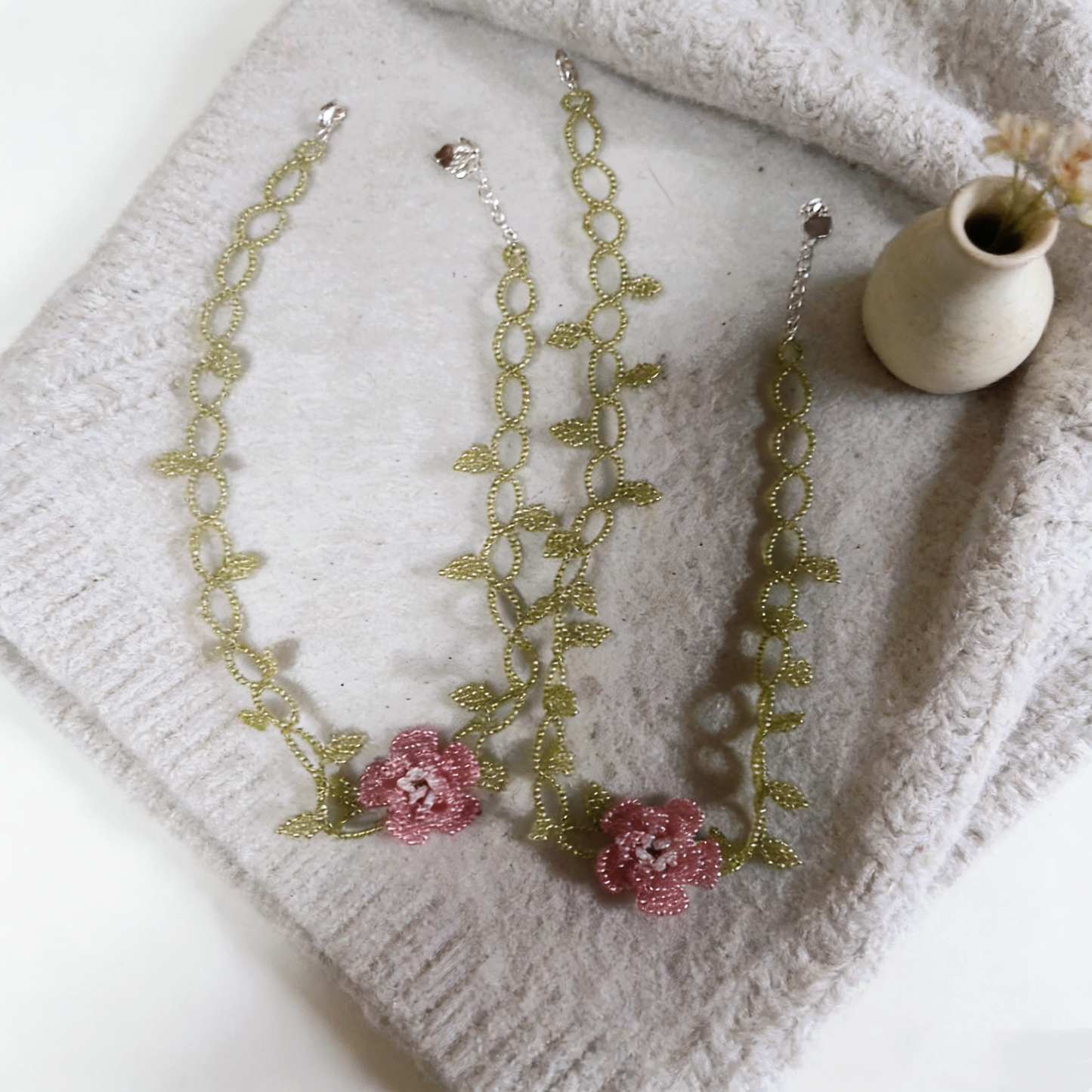 Hand Beaded Floral Vine Necklace