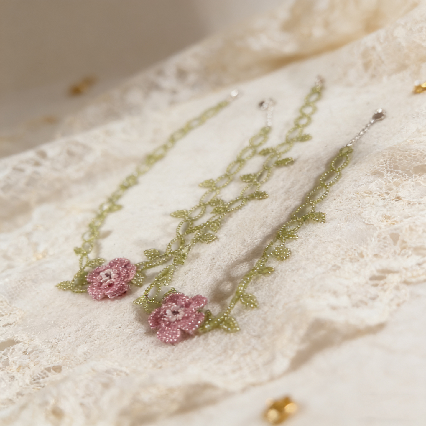 Hand Beaded Floral Vine Necklace