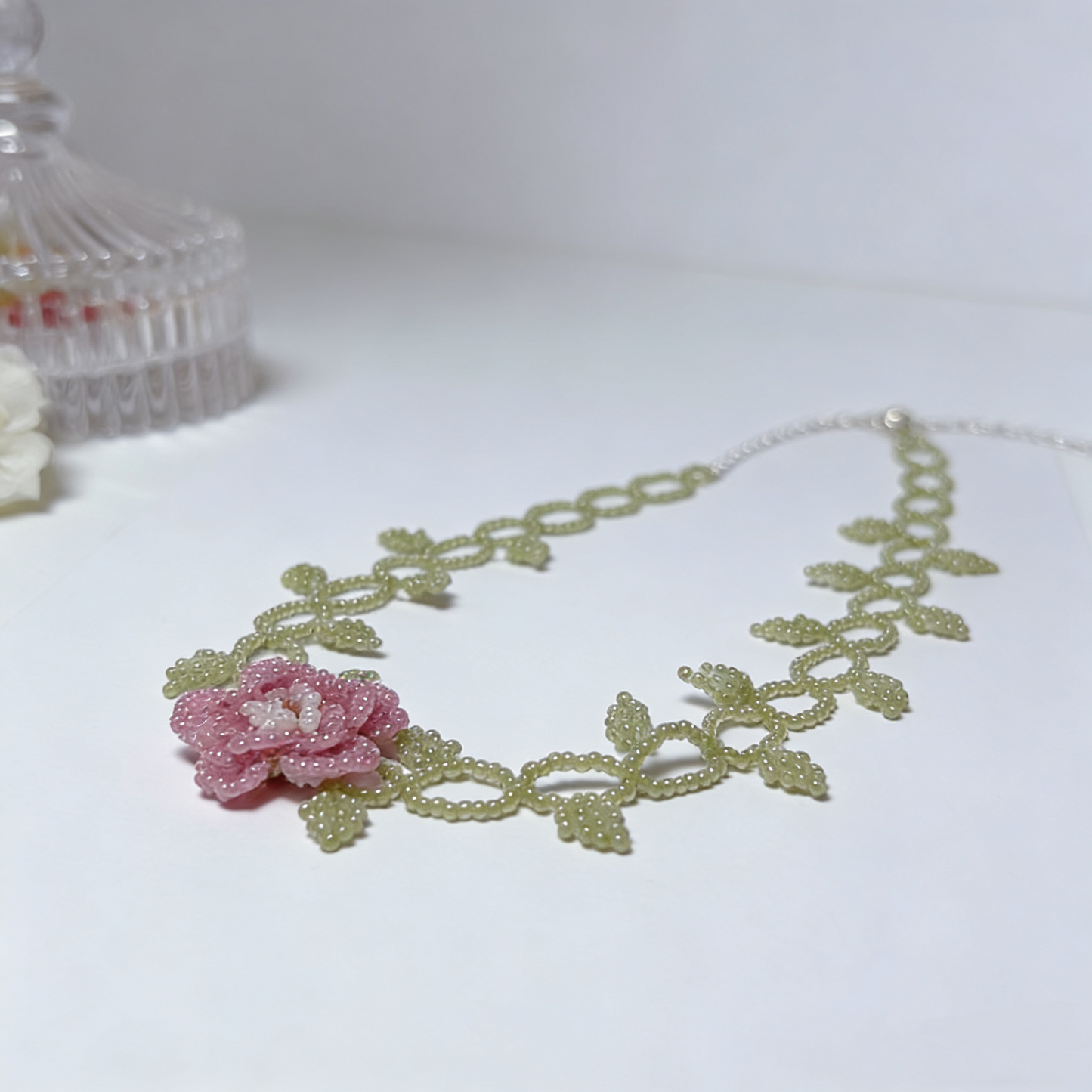 Hand Beaded Floral Vine Necklace