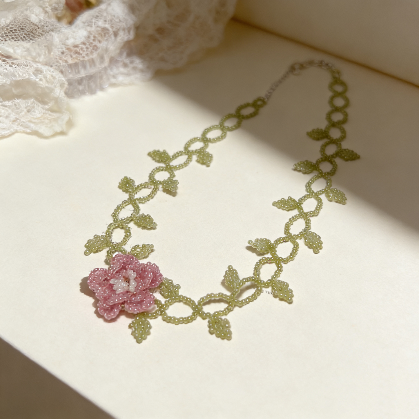 Hand Beaded Floral Vine Necklace