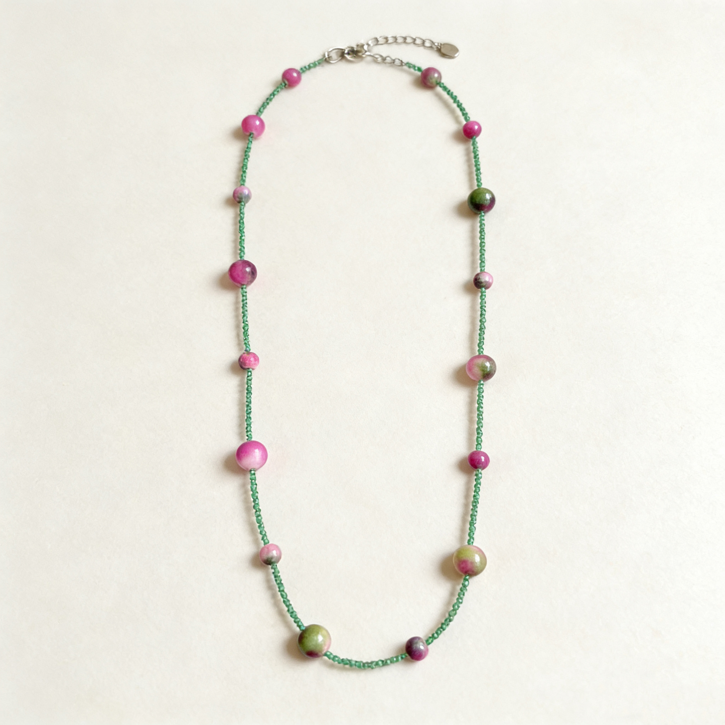 Long Natural Crystal Beaded Necklace