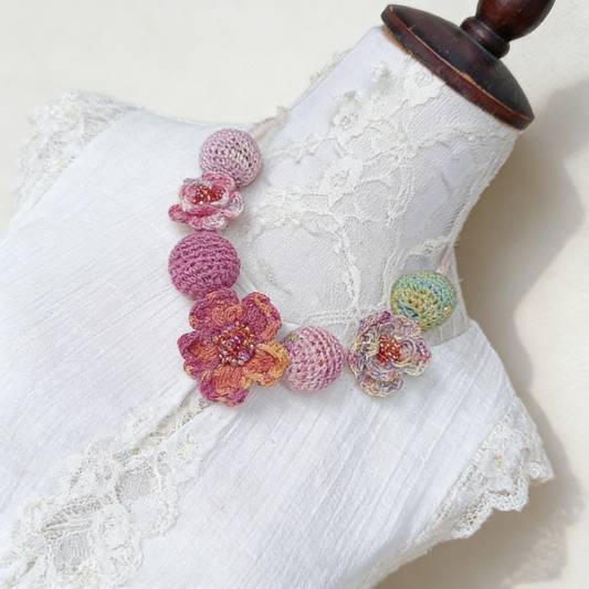 Hand Crochet Floral Statement Necklace