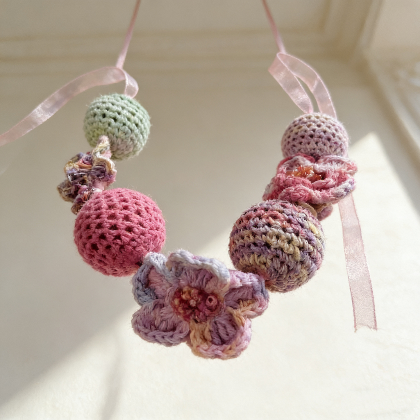 Hand Crochet Floral Statement Necklace