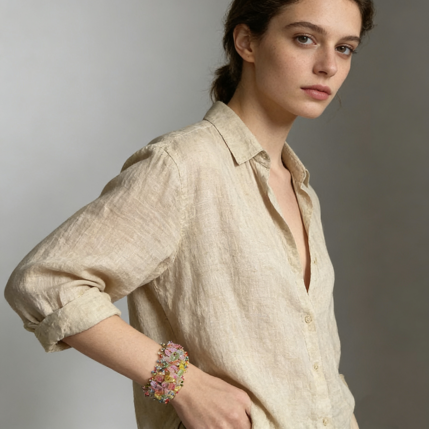 Natural Crystal Chip Statement Bracelet