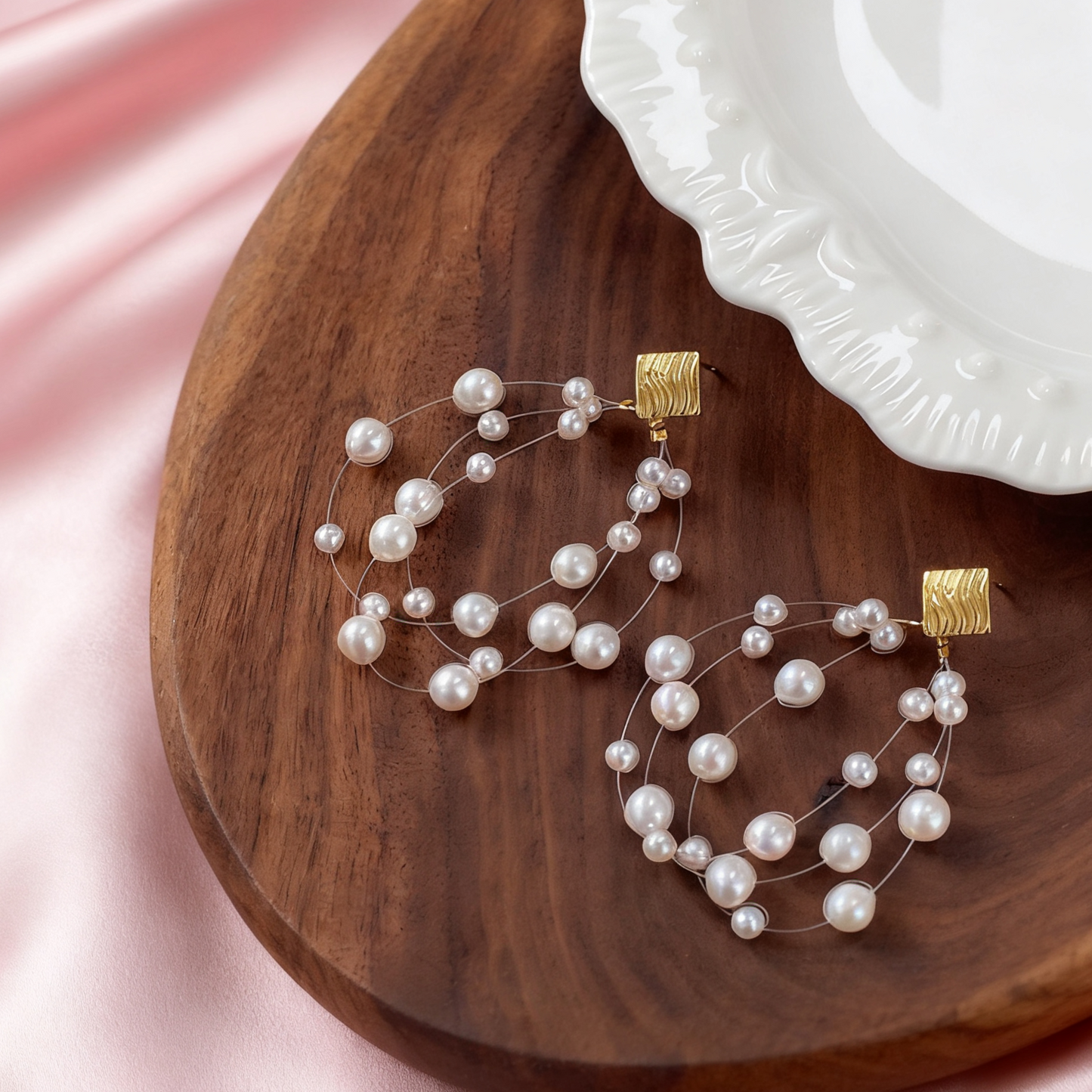 Mabe Pearl Floating Wire Statement Earrings