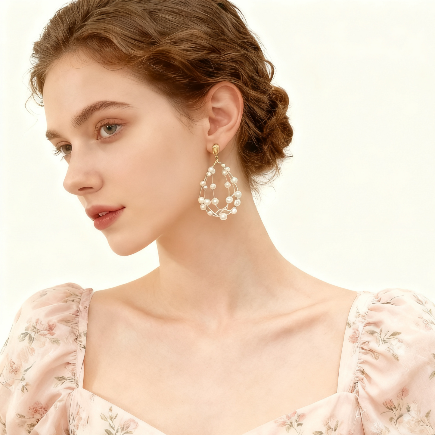 Mabe Pearl Floating Wire Statement Earrings