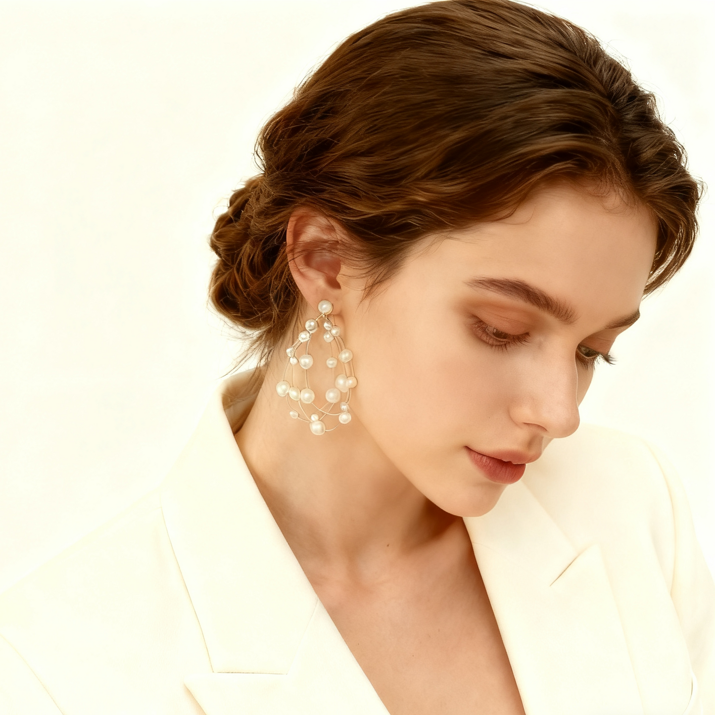 Mabe Pearl Floating Wire Statement Earrings